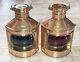Tung Woo Ship Lanterns Port & Starboard Polished Copper Brass Nautical Antique