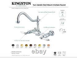 Two-Handle 2-Hole Wall Mount Bridge Kitchen Faucet, Polished Chrome KS1241PL