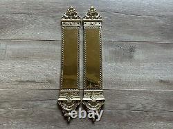 Vintage Antique Victorian Polished Brass Fancy Door Push Fingerplates Backplates