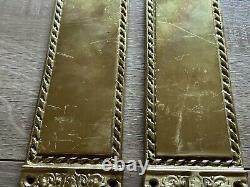 Vintage Antique Victorian Polished Brass Fancy Door Push Fingerplates Backplates