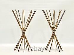 Vintage Atomic Sputnik Gold Tone Brass Metal Candle Stick Holders 12 MCM