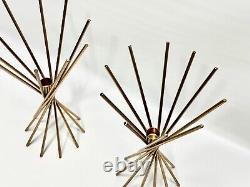 Vintage Atomic Sputnik Gold Tone Brass Metal Candle Stick Holders 12 MCM