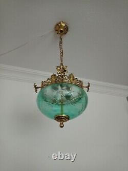 Vintage Brass Cut Crystal Chandelier Lighting Hand painted Ceiling Fixture Light