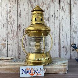 Vintage Brass Ship US Anchor Lantern Polished Finish Nautical Oil Lamps