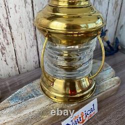 Vintage Brass Ship US Anchor Lantern Polished Finish Nautical Oil Lamps