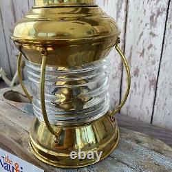 Vintage Brass Ship US Anchor Lantern Polished Finish Nautical Oil Lamps