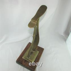 Vintage Brass Shoe Polish Foot Rest Mounted on Wood from Scollay Square Boston