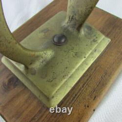 Vintage Brass Shoe Polish Foot Rest Mounted on Wood from Scollay Square Boston