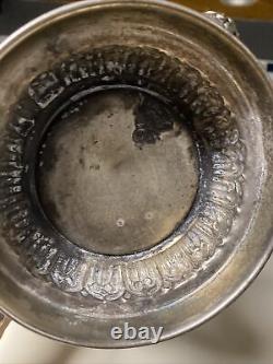Vintage Indian Handicraft Antique Silver Polished Brass King Surahi Jug Aftaba