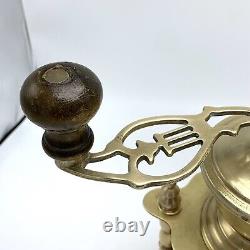 Vintage Italian Polished Solid Brass Metal Coffee Grinder 1930s Footed withDrawer