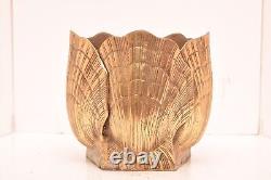 Vintage Large Solid Brass Nautilus Clam Shell Planter Cachepot Bowl MCM