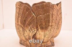 Vintage Large Solid Brass Nautilus Clam Shell Planter Cachepot Bowl MCM