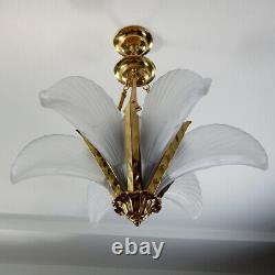 Vintage Mariner SA Brand 6-Light Chandelier Polished Brass Hollywood Regency