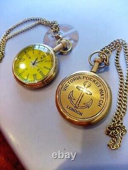 Vintage Nautical Antique Brass Eligin Look Pocket watches Polish Finish set of 5