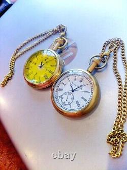 Vintage Nautical Antique Brass Eligin Look Pocket watches Polish Finish set of 5