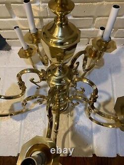 Vintage Polished Brass 10 Light Chandelier Unique