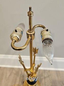 Vintage Polished Brass 3 Arrow Table Lamp Rare Very Nice
