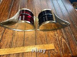 Vintage Polished Brass Red/blue-green Glass 10 Running Lights New Wiring, Leds