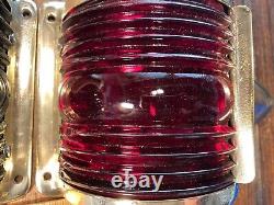 Vintage Polished Brass Red/blue-green Glass 10 Running Lights New Wiring, Leds