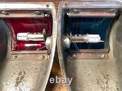 Vintage Polished Brass Red/blue-green Glass 10 Running Lights New Wiring, Leds