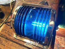 Vintage Polished Brass Red/blue-green Glass 10 Running Lights New Wiring, Leds