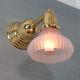 Vintage Polished And Lacquered Brass Wall Sconce Light Fixture W Sheffield Shade