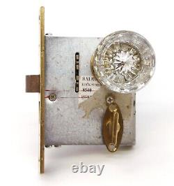 Vintage Round Clear Glass Polished Brass Privacy Door Knob Set