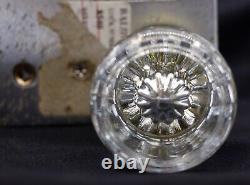 Vintage Round Clear Glass Polished Brass Privacy Door Knob Set