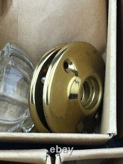 Vintage TEGCO Glass Door Knob Polished Brass Set LACalifornia NOS Lot Of 5