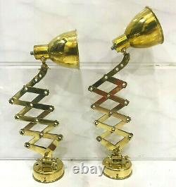 Vintage Theme Polished Antique Brass Wall Mount Ship Stretchable Lamp Set of 5