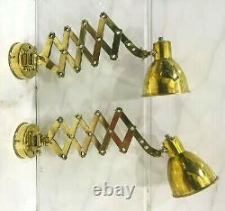 Vintage Theme Polished Antique Brass Wall Mount Ship Stretchable Lamp Set of 5