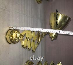 Vintage Theme Polished Antique Brass Wall Mount Ship Stretchable Lamp Set of 5