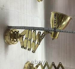 Vintage Theme Polished Antique Brass Wall Mount Ship Stretchable Lamp Set of 5