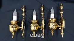 Vintage W. H. Jenks Richmond VA Lacquered Polished Classic Brass Sconces Set of 3