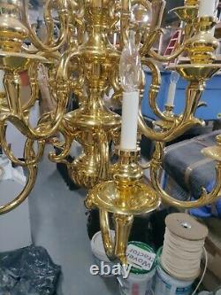 Vintage polished Solid Brass 18 Light Chandelier 32w x 37H