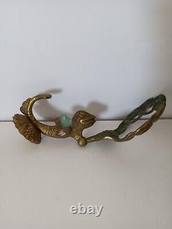 Vintage wall mount soap dish toothbrush fish shell iron brass Hollywood Regency