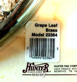 Vtg 52 Hunter Ceiling Fan Cover Plate Polished Brass Finish Grape Leaf #22384