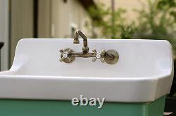 Wall Mount Polished Brass Faucet Adjustable Centers Lever Handles KS213AB