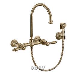 Whitehaus WHKWLV3-9301-NT Vintage III Plus Wall Mount Lever Handles Faucet With