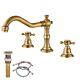 Widespread Bathroom Faucet Double Handle Mixer Tap For Bathtub Brushed Gold A