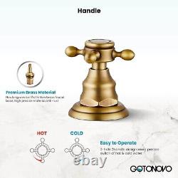 Widespread Bathroom Faucet Double Handle Mixer Tap for Bathtub Brushed Gold A