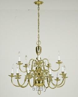 Williamsburg Two Tier 15 Arm Polished Brass Chandelier