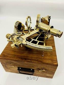 10 Sextant en laiton poli, collection marine nautique, astrolabe avec boîte.