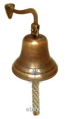 11 Grande Cloche de Navire en Laiton Antique Poli, Cadeau Maritime Premium pour Bateau Nautique