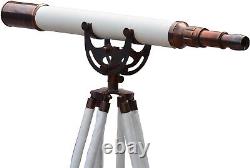 64 Télescope trépied en laiton antique poli pour maître de port maritime reflex scope