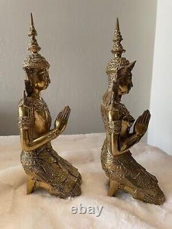 Angel Statue Assise Amulette Laiton Poli De Thaïlande