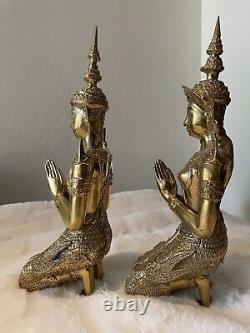 Angel Statue Assise Amulette Laiton Poli De Thaïlande