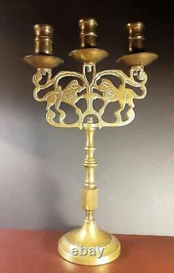 Antique 19ème siècle Candelabre en laiton coulé massif d'Europe centrale, vers 1880