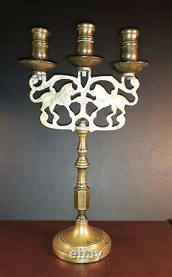 Antique 19ème siècle Candelabre en laiton coulé massif d'Europe centrale, vers 1880