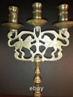 Antique 19ème siècle Candelabre en laiton coulé massif d'Europe centrale, vers 1880